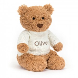 Jellycat Bartholomew Bear with Personalised Cream Jumper Medium | 150983-NFP