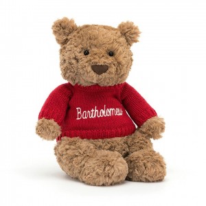 Jellycat Bartholomew Bear with Personalised Red Jumper Medium | 806354-LES