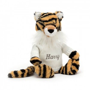 Jellycat Bashful Tiger with Personalised Cream Jumper Medium | 704512-LDH