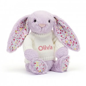 Jellycat Blossom Jasmine Bunny with Personalised Cream Jumper Medium | 247856-CMY