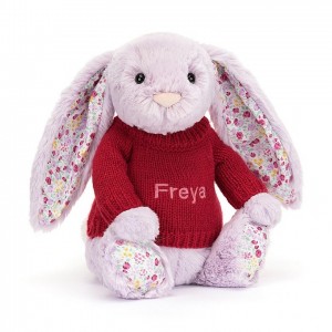 Jellycat Blossom Jasmine Bunny with Personalised Red Jumper Medium | 026745-JRE