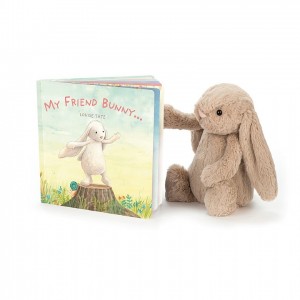 Jellycat My Friend Bunny Book and Bashful Beige Bunny Medium | 104528-FSV