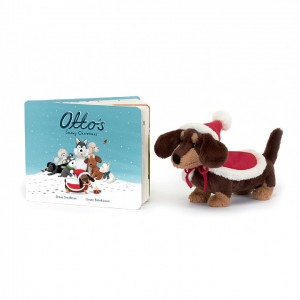 Jellycat Otto's Snowy Christmas Book & Winter Warmer Otto Sausage Dog | 576284-NVA