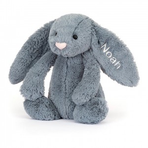 Jellycat Personalised Bashful Dusky Blue Bunny Medium | 936120-HJI