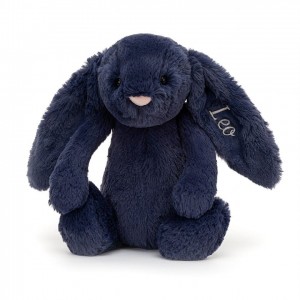 Jellycat Personalised Bashful Navy Bunny Medium | 207415-XMC