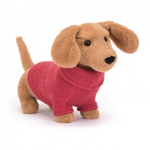 Jellycat Sweater Sausage Dog Pink | 461789-QKW