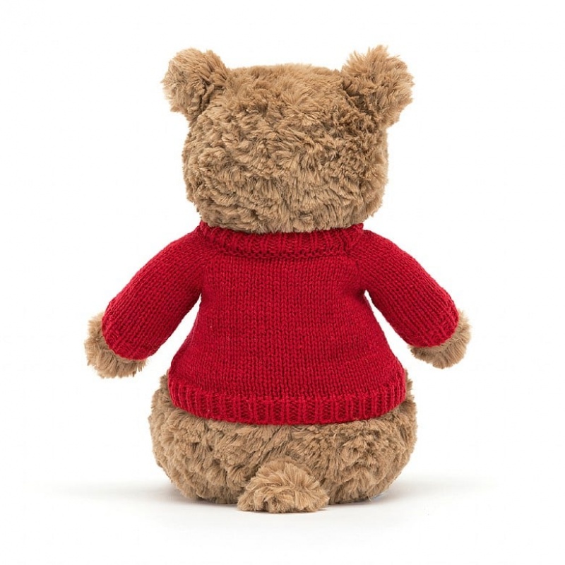 Jellycat Bartholomew Bear with Personalised Red Jumper Medium | 354601-WMR