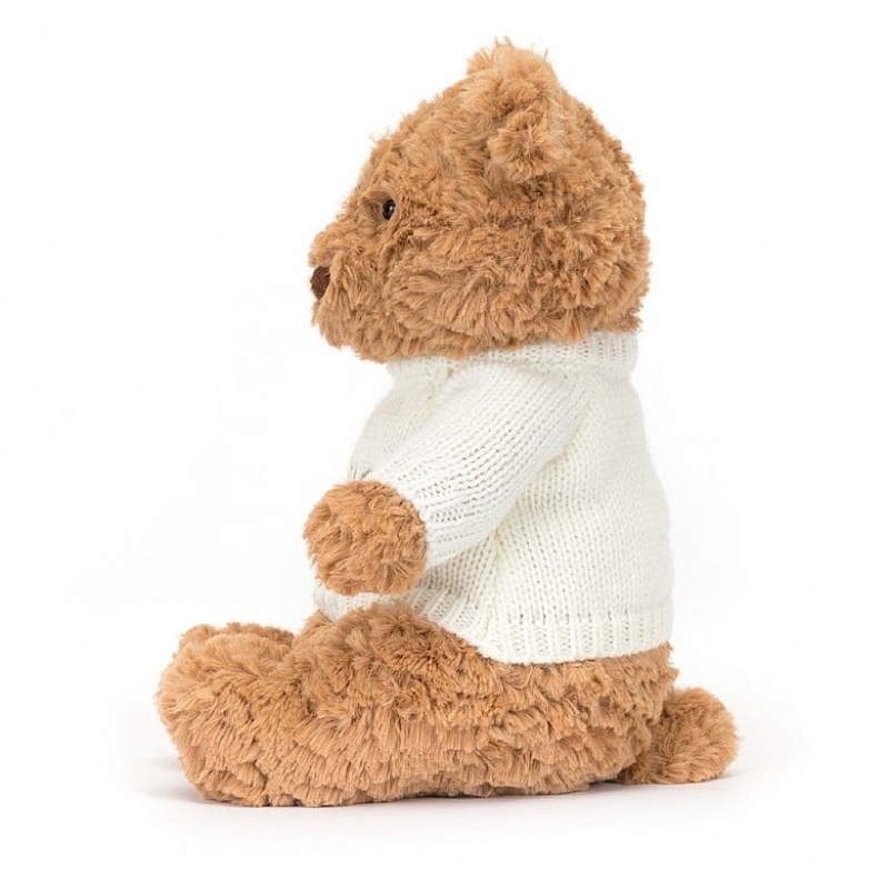 Jellycat Bartholomew Bear with Personalised Cream Jumper Medium | 023456-ZSN