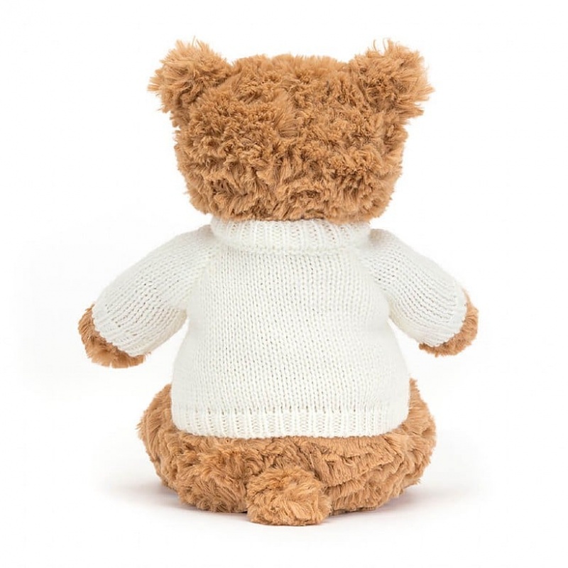 Jellycat Bartholomew Bear with Personalised Cream Jumper Medium | 023456-ZSN