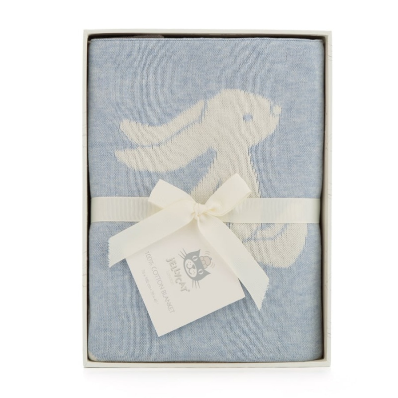 Jellycat Bashful Blue Bunny Blanket | 086437-BQW