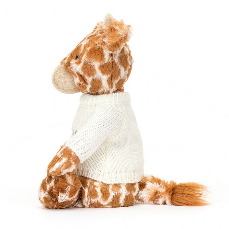 Jellycat Bashful Giraffe with Personalised Cream Jumper Medium | 562940-EGJ