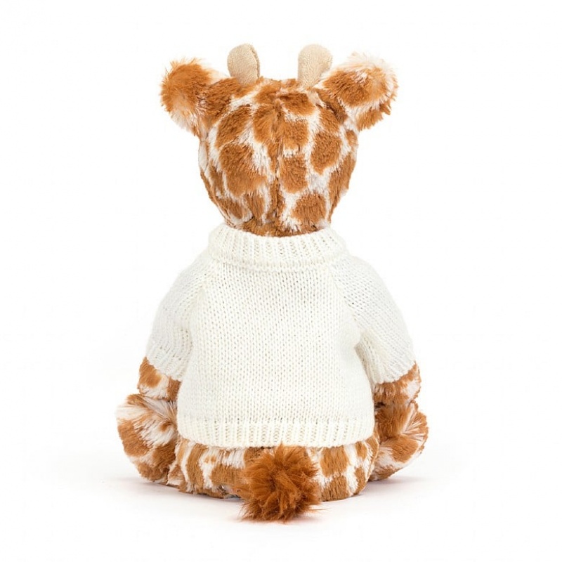 Jellycat Bashful Giraffe with Personalised Cream Jumper Medium | 562940-EGJ