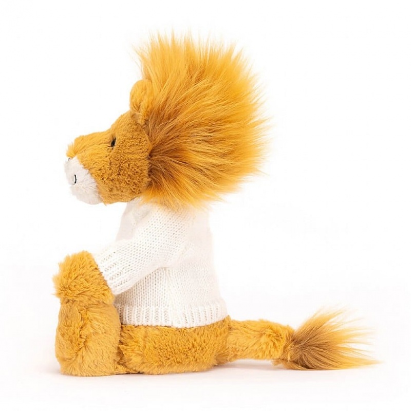 Jellycat Bashful Lion with Personalised Cream Jumper Medium | 936875-YVP