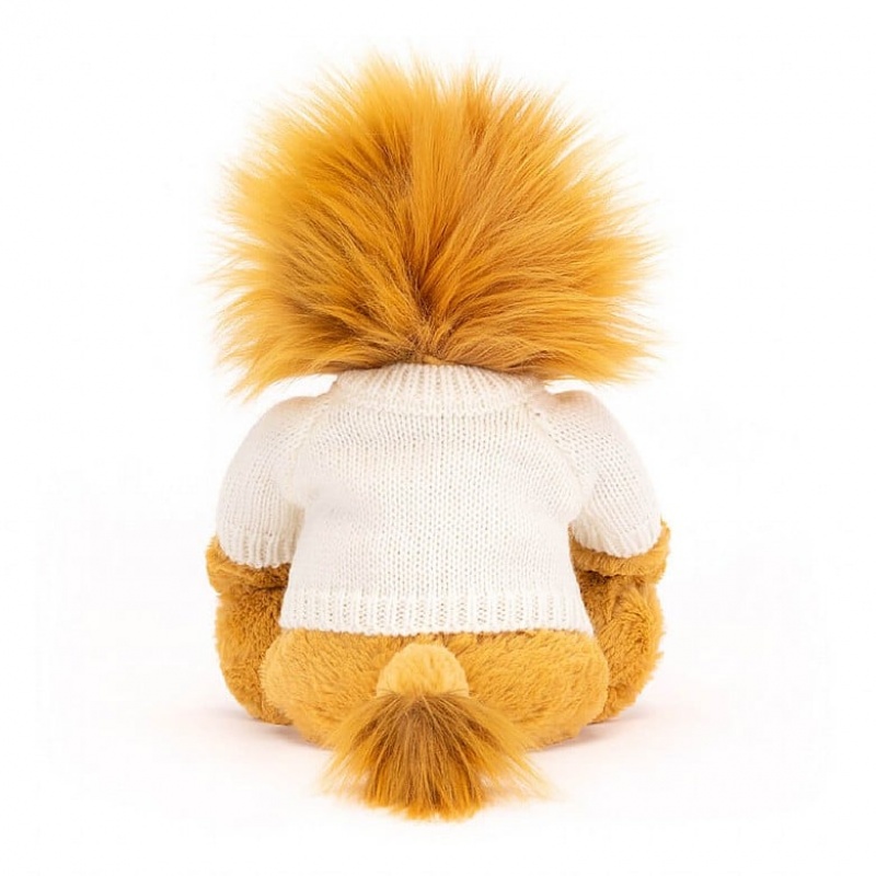 Jellycat Bashful Lion with Personalised Cream Jumper Medium | 936875-YVP