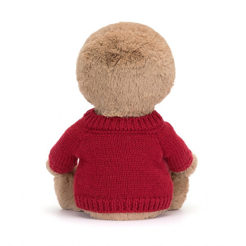 Jellycat Bashful Sloth with Personalised Red Jumper Medium | 965417-KOD