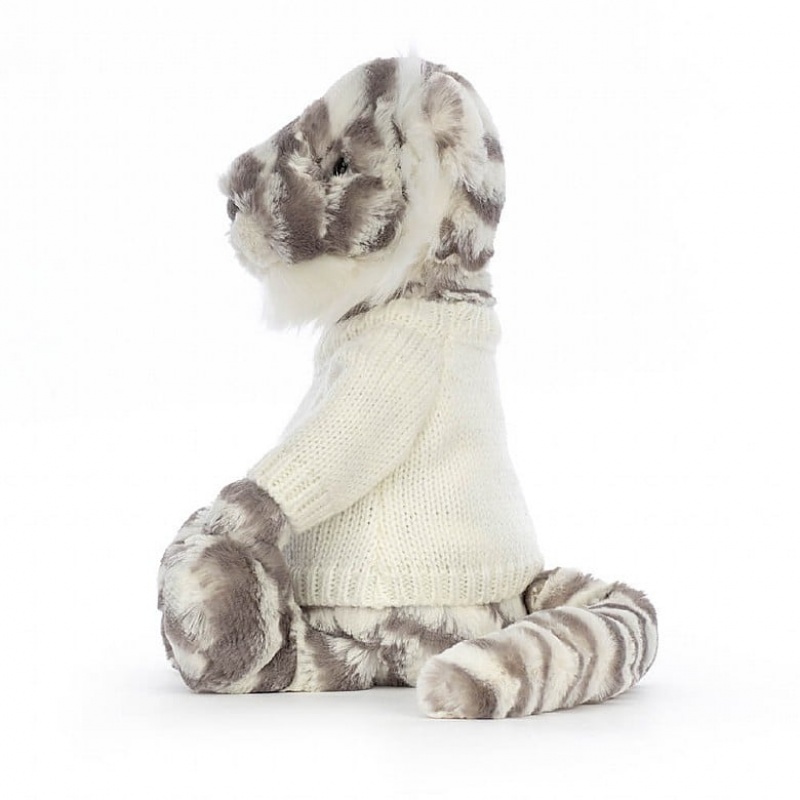 Jellycat Bashful Snow Tiger with Personalised Cream Jumper Medium | 879124-IKG