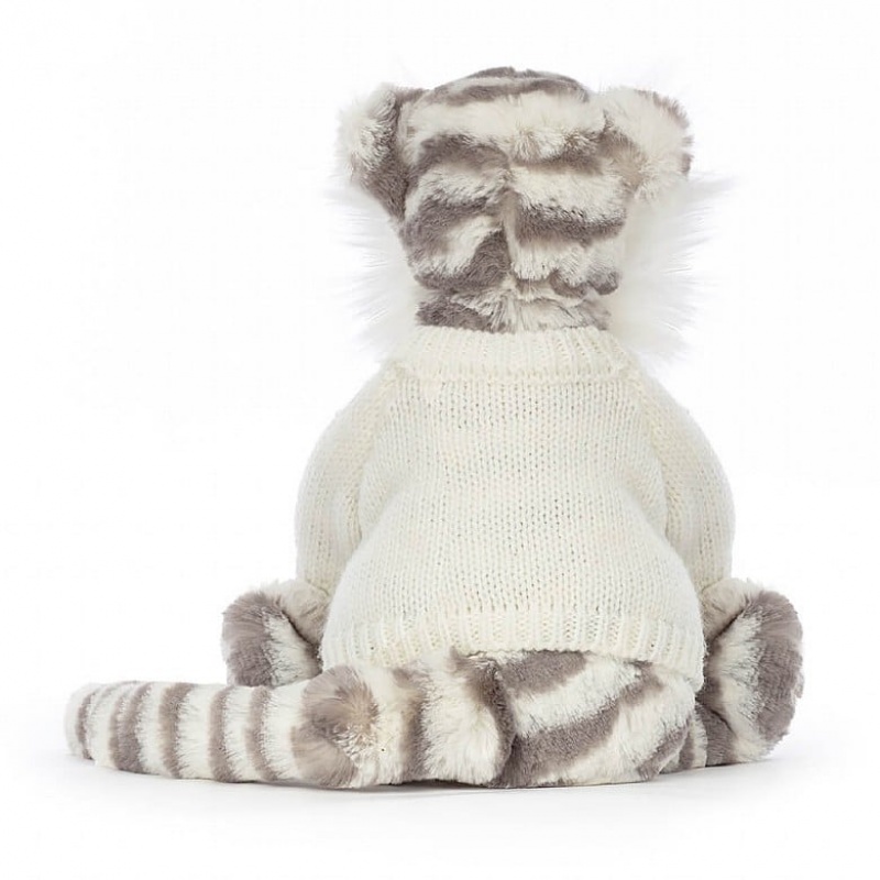 Jellycat Bashful Snow Tiger with Personalised Cream Jumper Medium | 879124-IKG