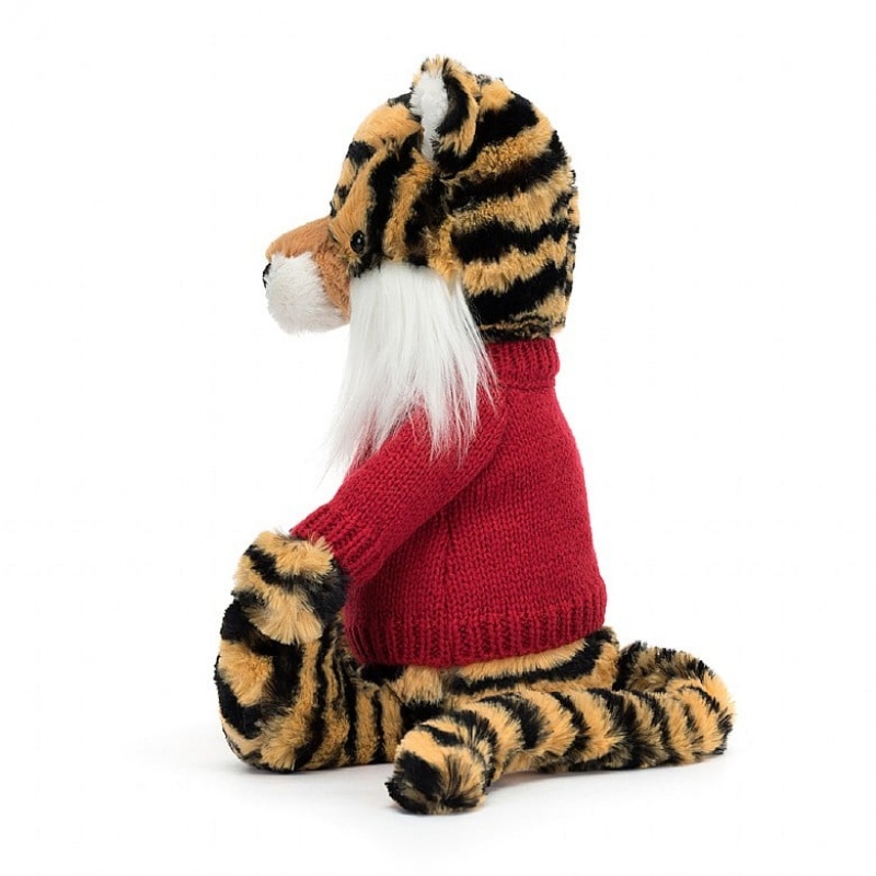 Jellycat Bashful Tiger with Personalised Red Jumper Medium | 472358-MCI