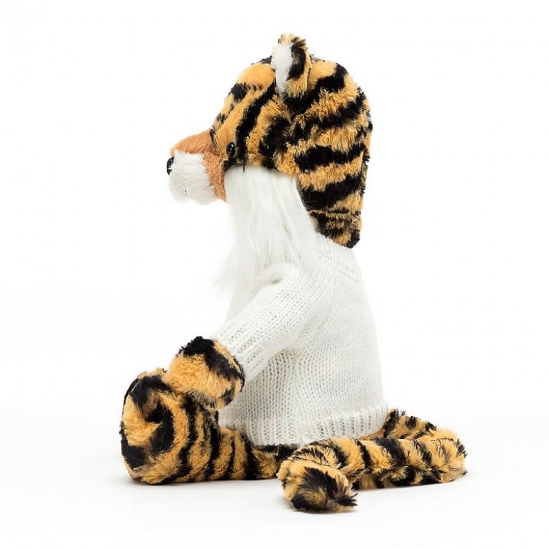 Jellycat Bashful Tiger with Personalised Cream Jumper Medium | 471658-KTE