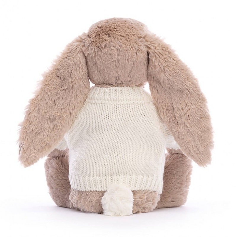 Jellycat Blossom Bea Beige Bunny with Personalised Cream Jumper Medium | 817254-OUX