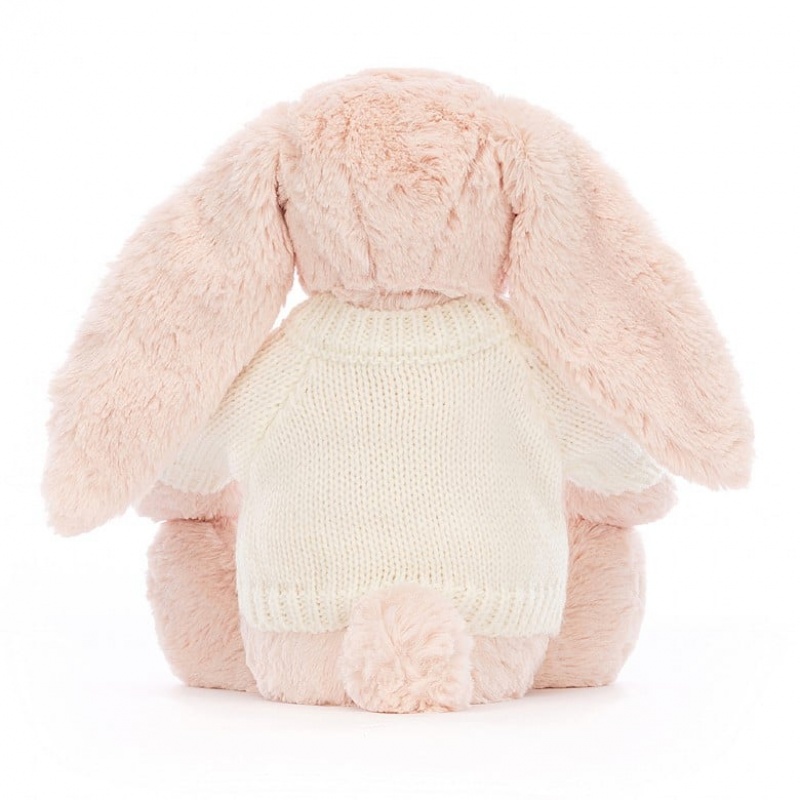 Jellycat Blossom Blush Bunny with Personalised Cream Jumper Medium | 814693-ARM