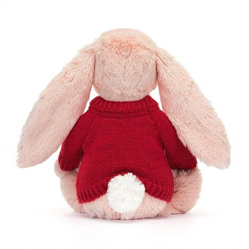 Jellycat Blossom Blush Bunny with Personalised Red Jumper Medium | 963154-VPK