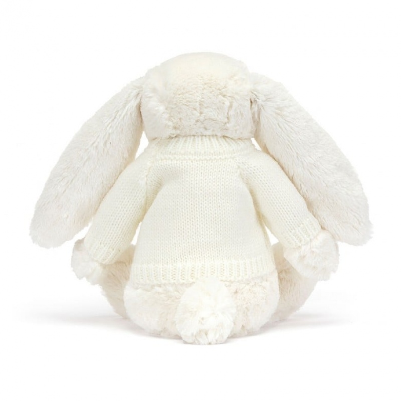 Jellycat Blossom Cream Bunny with Personalised Cream Jumper Medium | 865392-EAI