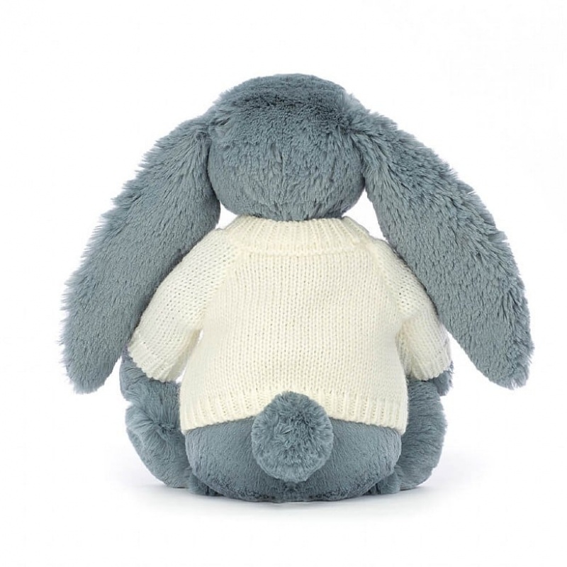 Jellycat Blossom Dusky Blue with Personalised Cream Jumper Medium | 276840-VSP