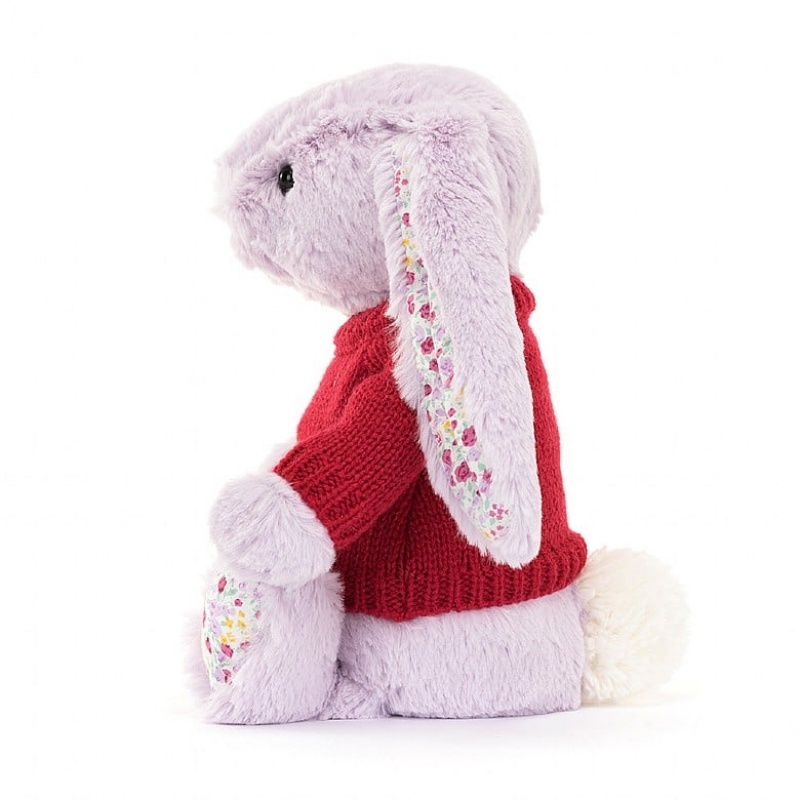 Jellycat Blossom Jasmine Bunny with Personalised Red Jumper Medium | 108472-NVC