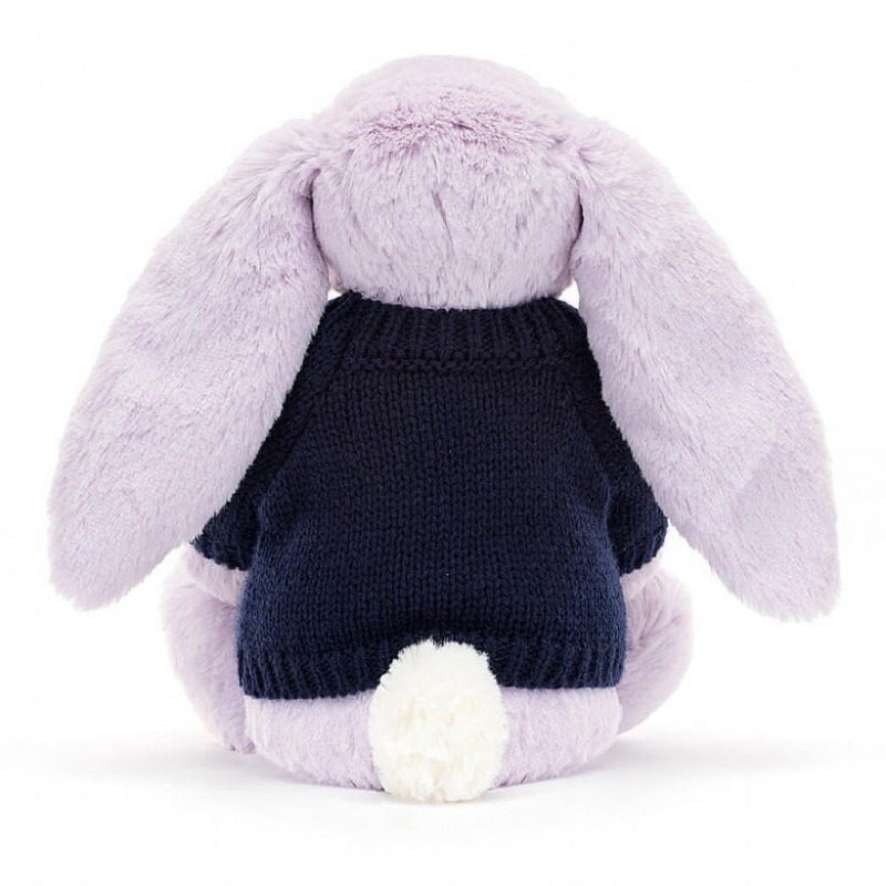 Jellycat Blossom Jasmine Bunny with Personalised Navy Jumper Medium | 317482-CVN