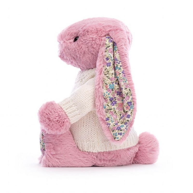 Jellycat Blossom Tulip Bunny with Personalised Cream Jumper Medium | 259837-FWE