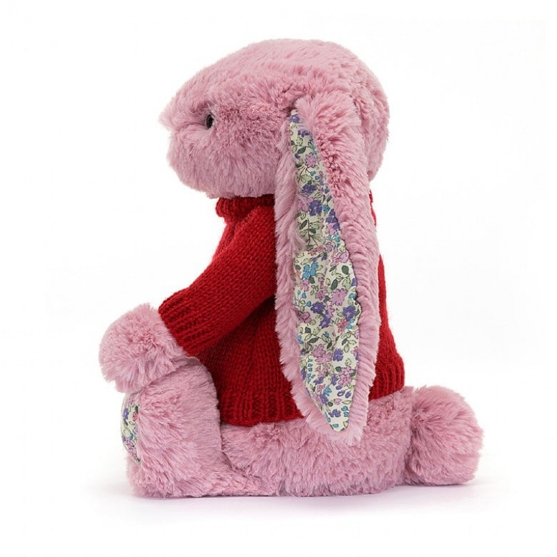 Jellycat Blossom Tulip Bunny with Personalised Red Jumper Medium | 508721-UOQ