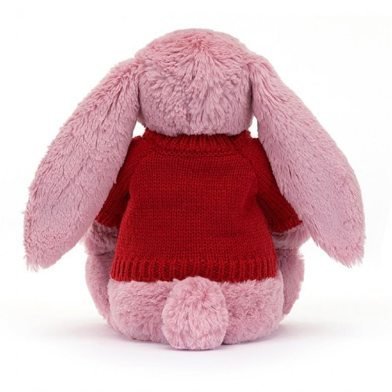 Jellycat Blossom Tulip Bunny with Personalised Red Jumper Medium | 508721-UOQ