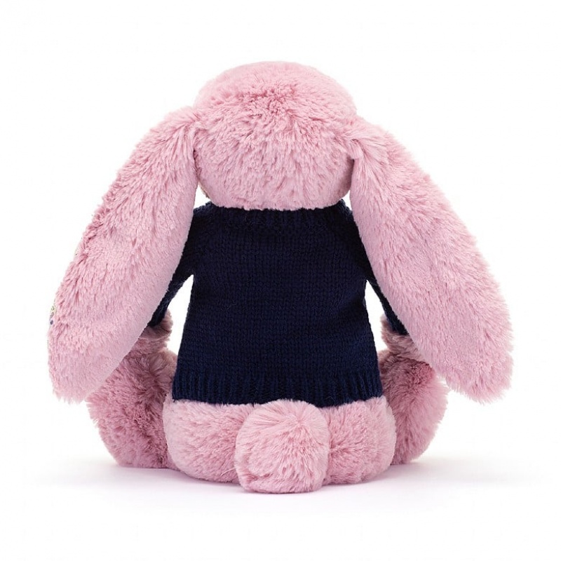 Jellycat Blossom Tulip Bunny with Personalised Navy Jumper Medium | 736501-UDF