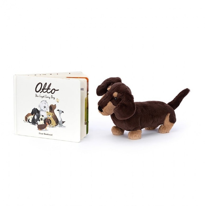 Jellycat Otto the Loyal Long Dog Book and Otto Sausage Dog Large | 703459-HVS