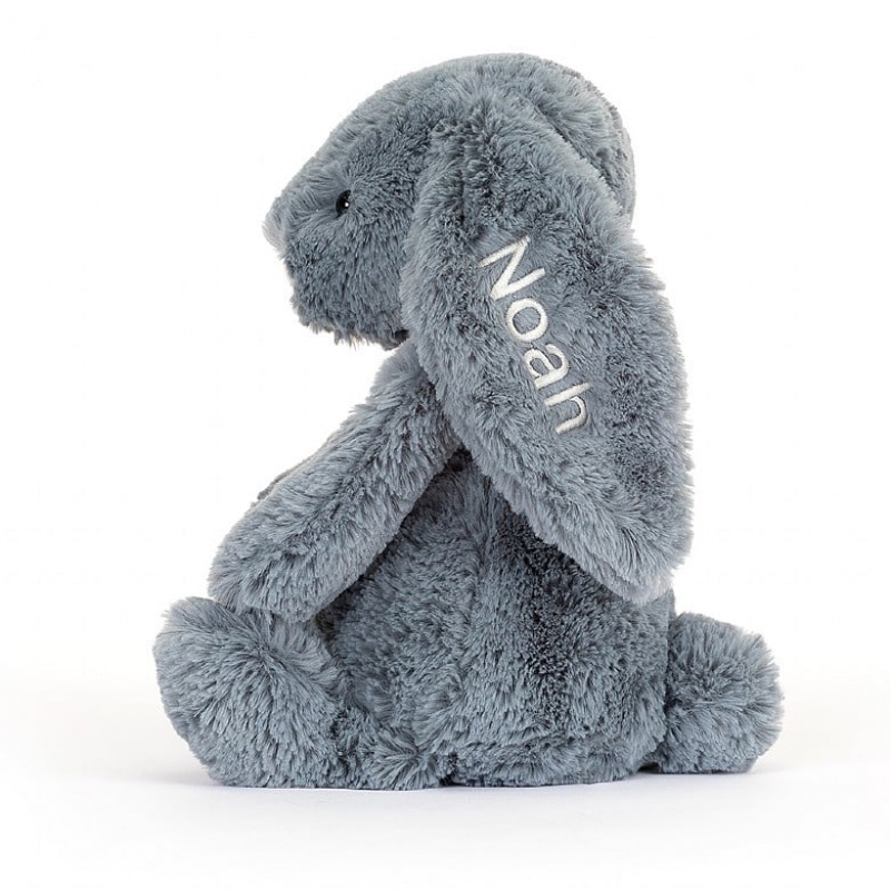 Jellycat Personalised Bashful Dusky Blue Bunny Medium | 936120-HJI