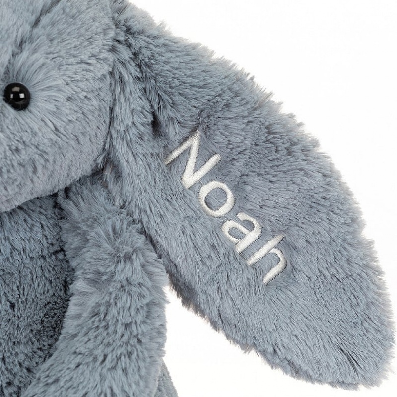 Jellycat Personalised Bashful Dusky Blue Bunny Medium | 936120-HJI