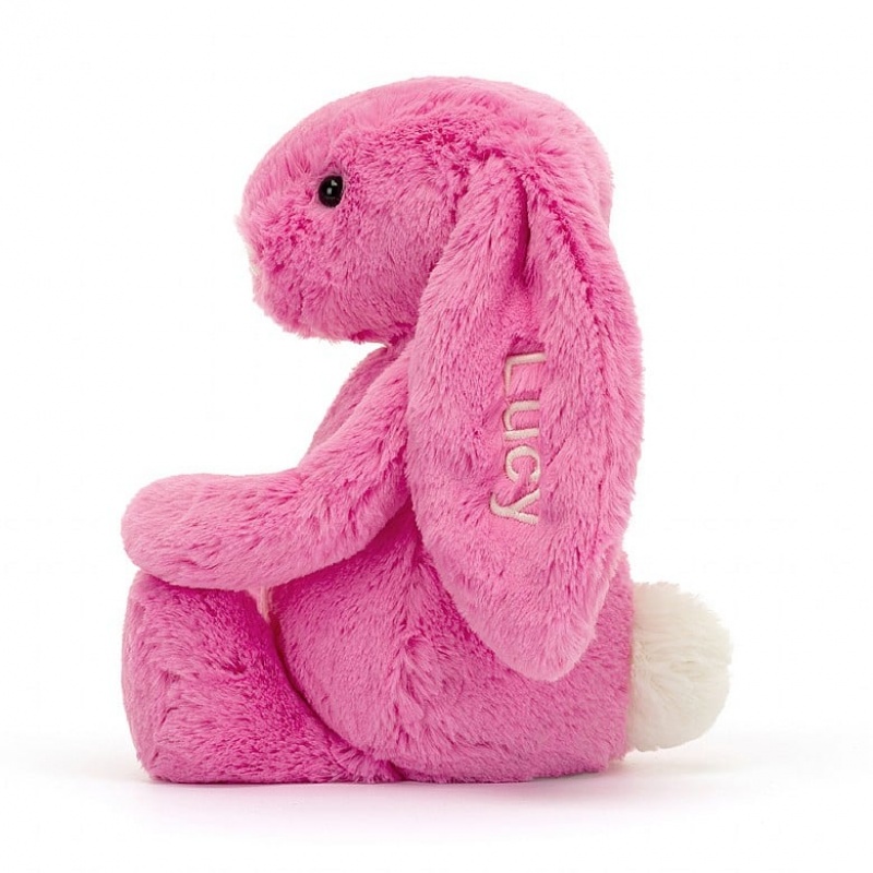 Jellycat Personalised Bashful Hot Pink Bunny Medium | 397601-MCA