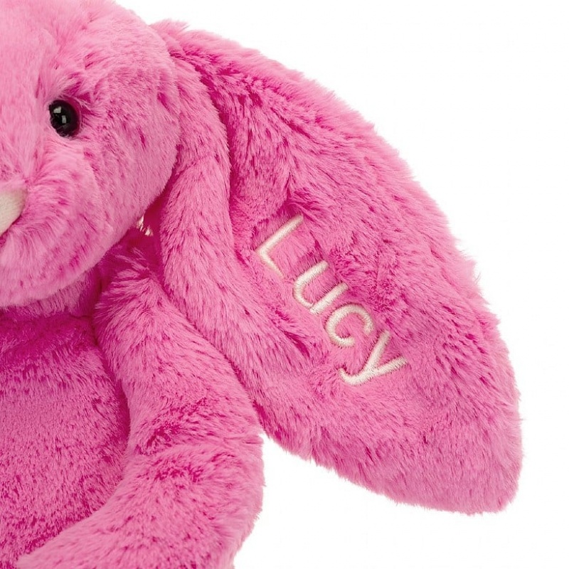 Jellycat Personalised Bashful Hot Pink Bunny Medium | 397601-MCA