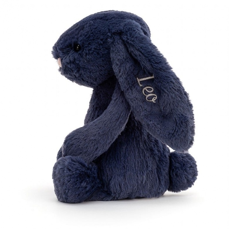 Jellycat Personalised Bashful Navy Bunny Medium | 207415-XMC