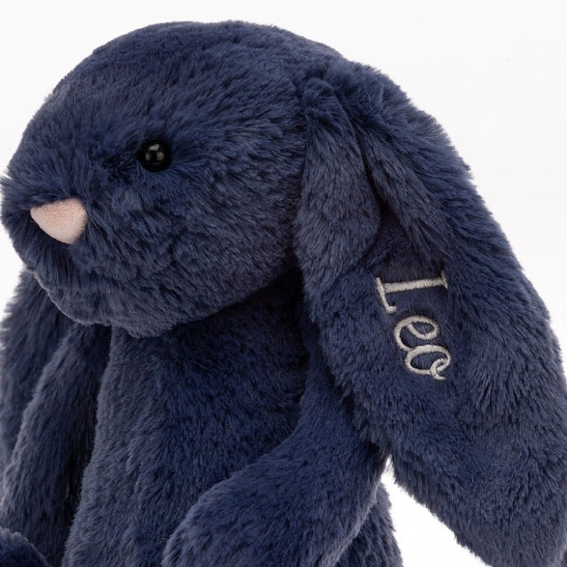 Jellycat Personalised Bashful Navy Bunny Medium | 207415-XMC