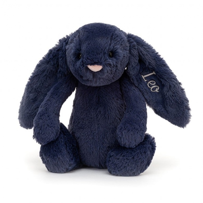 Jellycat Personalised Bashful Navy Bunny Medium | 630582-LMX