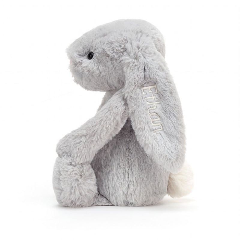 Jellycat Personalised Bashful Silver Bunny Medium | 325970-HWA