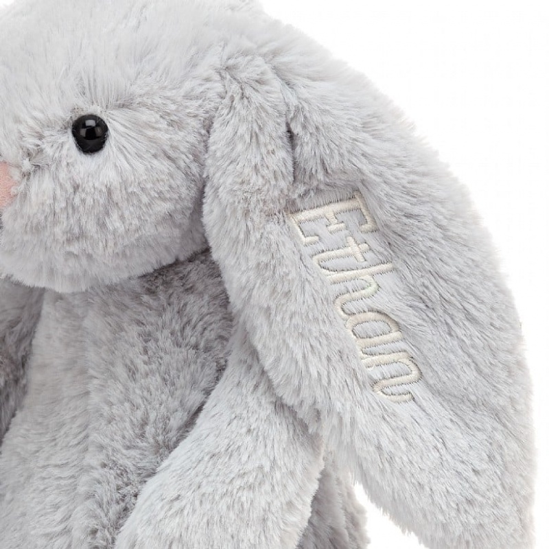 Jellycat Personalised Bashful Silver Bunny Medium | 325970-HWA