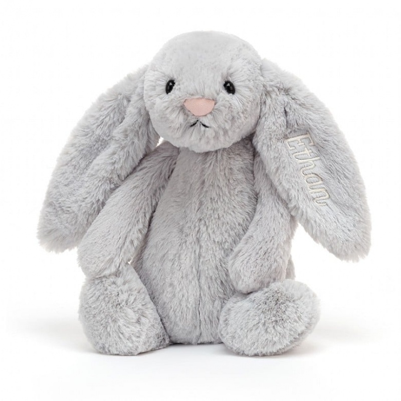 Jellycat Personalised Bashful Silver Bunny Medium | 325970-HWA