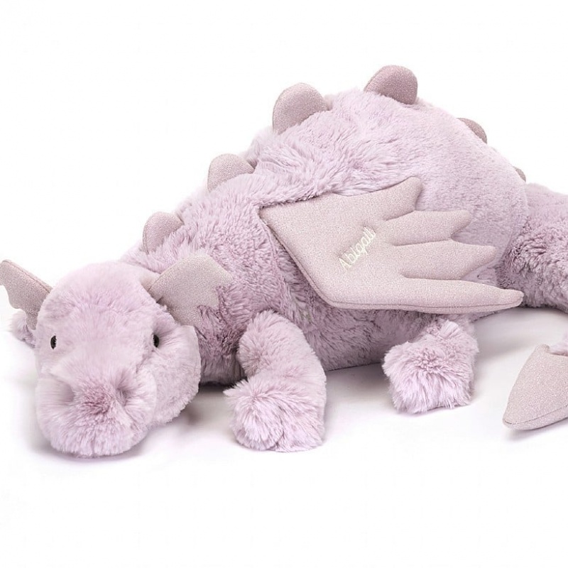 Jellycat Personalised Lavender Dragon Huge | 451630-QVJ