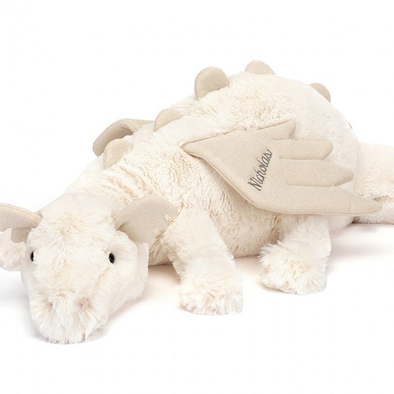 Jellycat Personalised Snow Dragon Huge | 826091-WRN