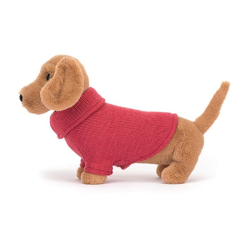 Jellycat Sweater Sausage Dog Pink | 706591-MXE