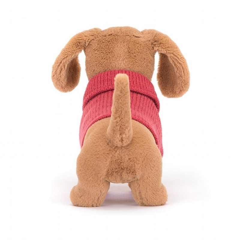 Jellycat Sweater Sausage Dog Pink | 706591-MXE