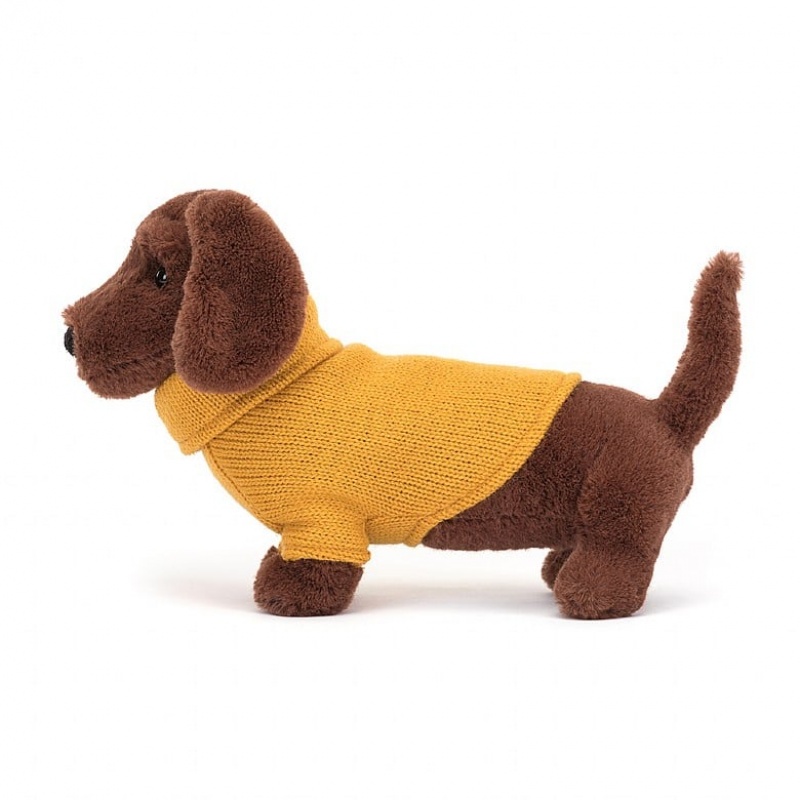 Jellycat Sweater Sausage Dog Yellow | 763892-PZH